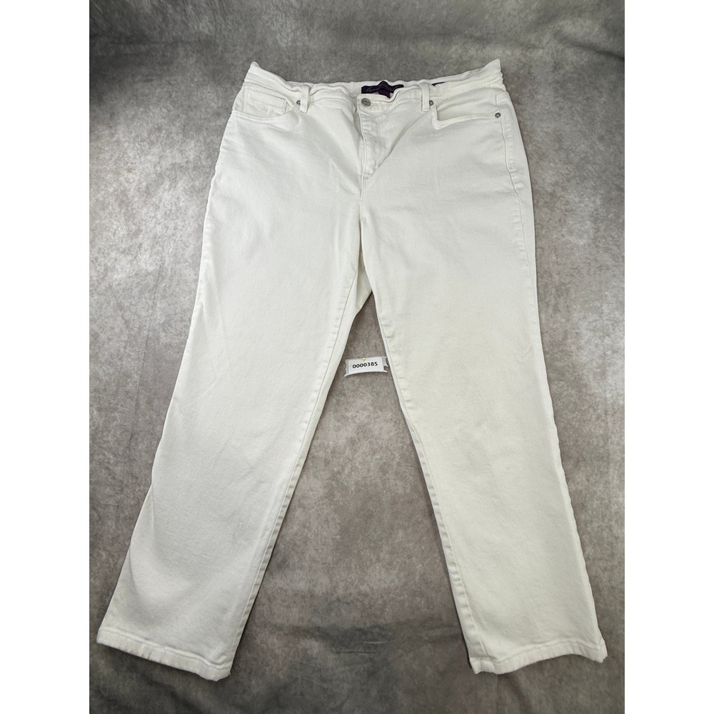 Gloria Vanderbilt Amanda White High Rise Tapered Jeans Womens 16W Short